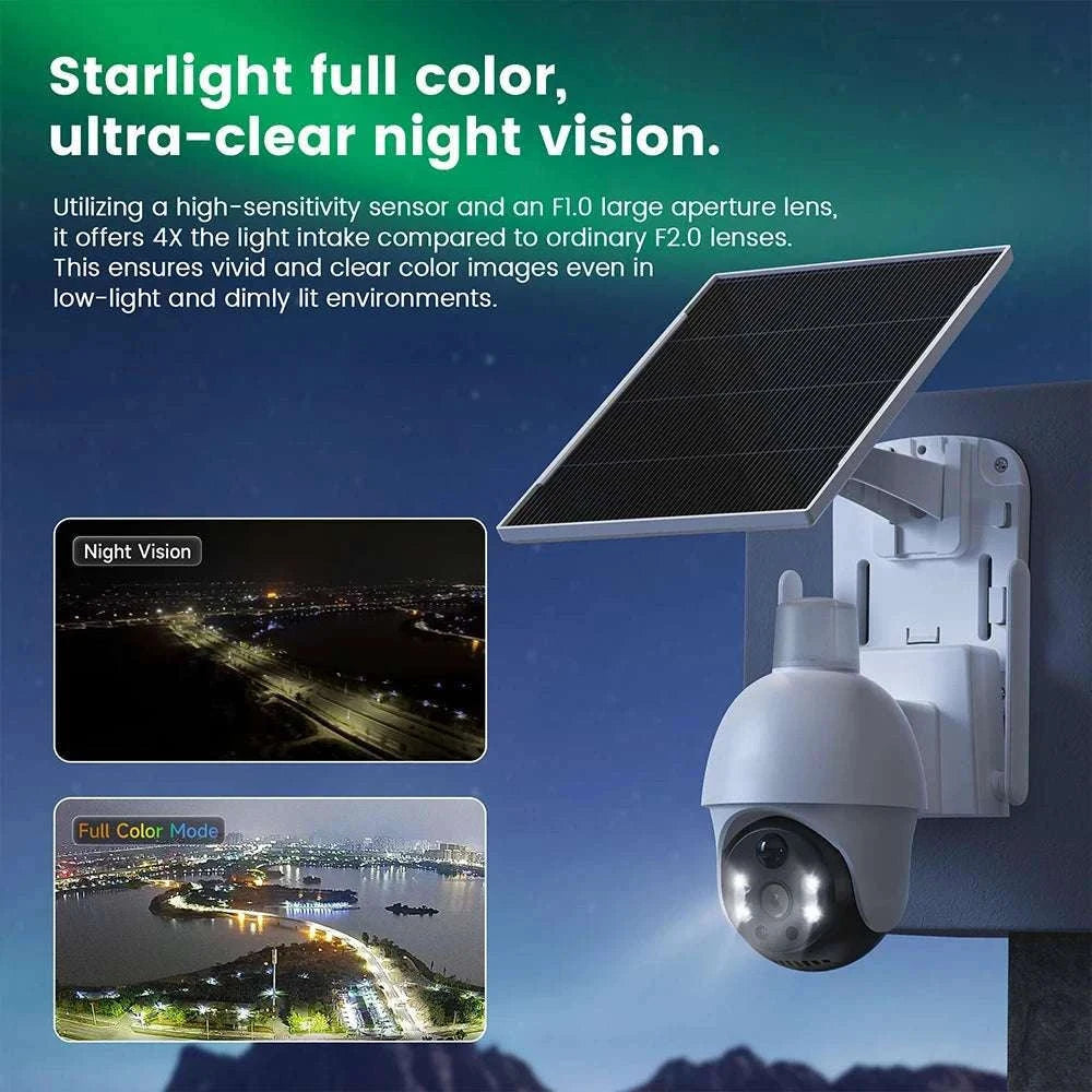 4G Solar Security Camera PTZ 3MP Outdoor Night Vision Surveillance-4G Camera / EU Plug