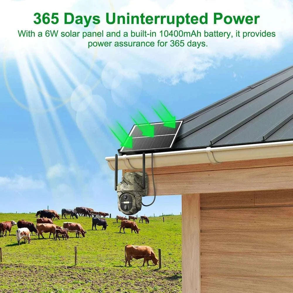 4G Solar Trail Camera 2K 3MP Outdoor Security with Night Vision-4G Cam 128G