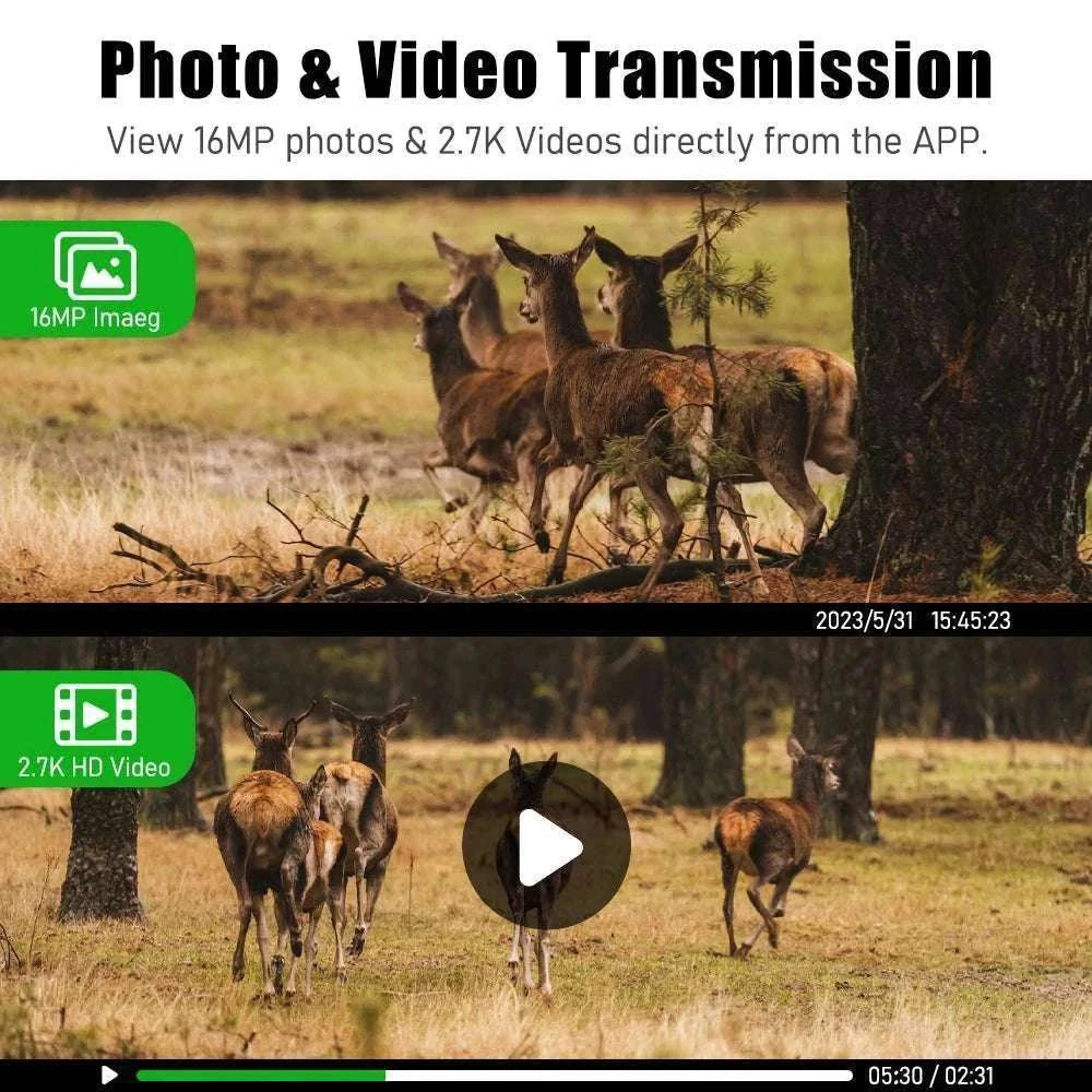 4G Solar Trail Camera 4MP 2K Night Vision PIR Motion EU-EU 4G Trail Cam