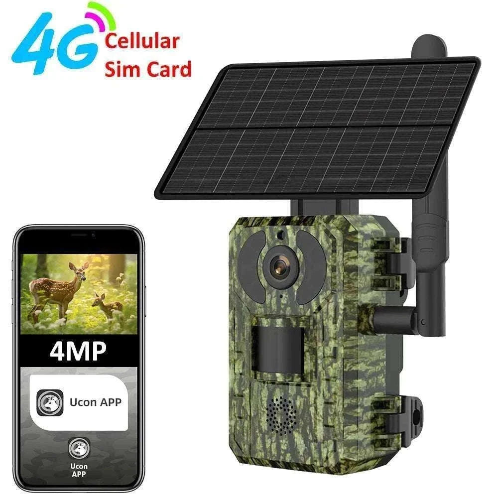 4G Solar Trail Camera 4MP 2K Night Vision PIR Motion EU-