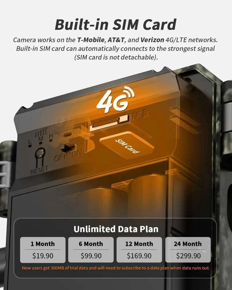 4G Solar Trail Camera with 30MP 2K Live Feed and Night Vision-Default Title