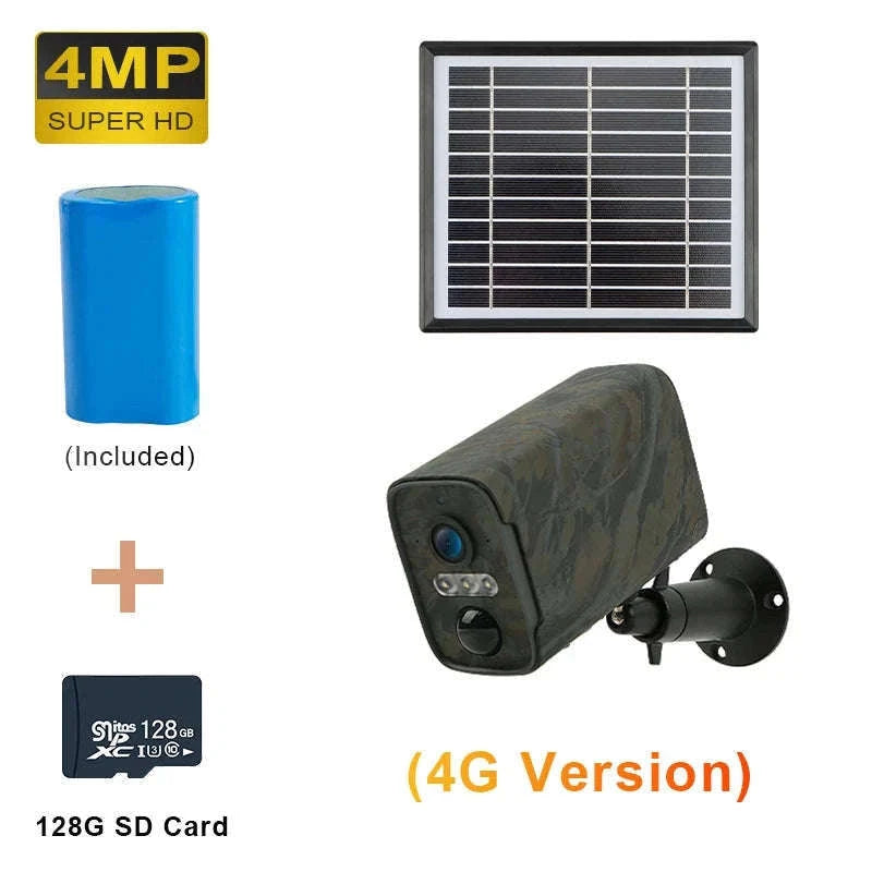 4G Solar Trail Camera with 4MP HD, Night Vision and LTE-4MP 4G Cam No Card