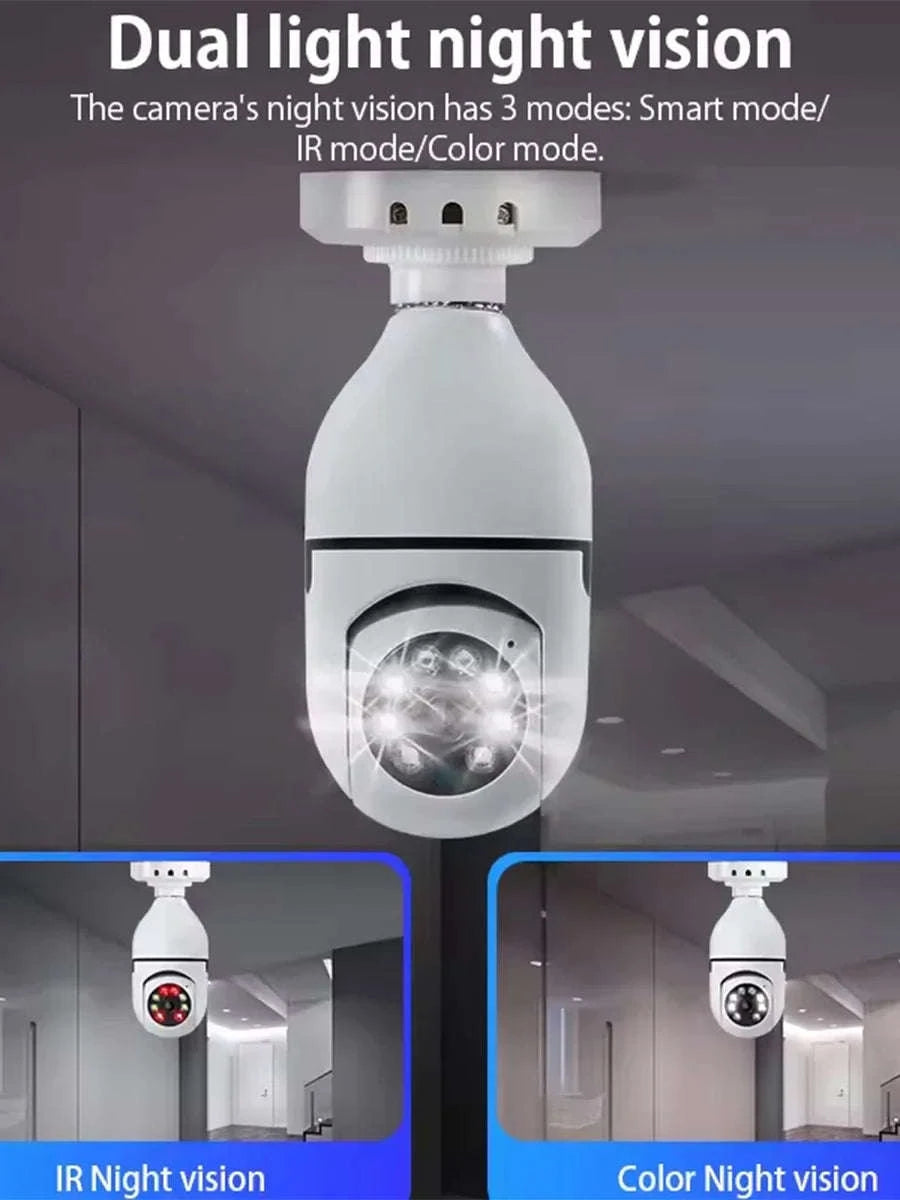 4G WiFi E27 Bulb Camera 2MP with AI Tracking-White / No plug / China Mainland