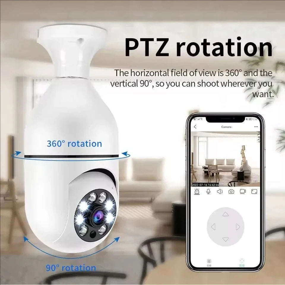 4G WiFi E27 Bulb Camera 2MP with AI Tracking-White / No plug / China Mainland