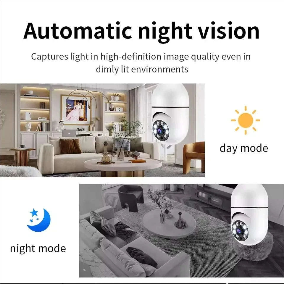 4G WiFi E27 Bulb Camera 2MP with AI Tracking-White / No plug / China Mainland