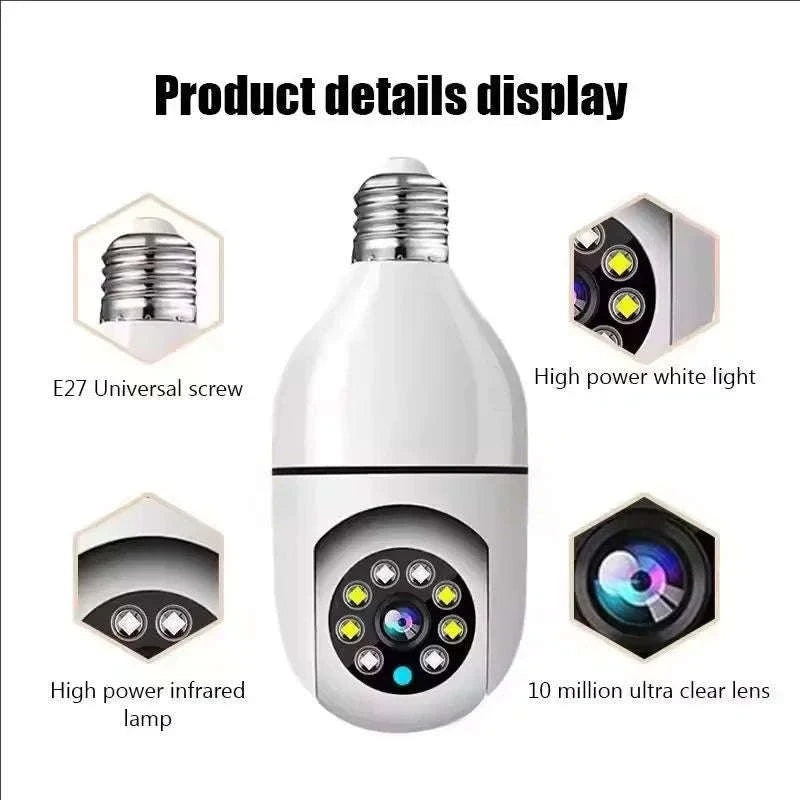 4G WiFi E27 Bulb Camera 2MP with AI Tracking-White / No plug / China Mainland
