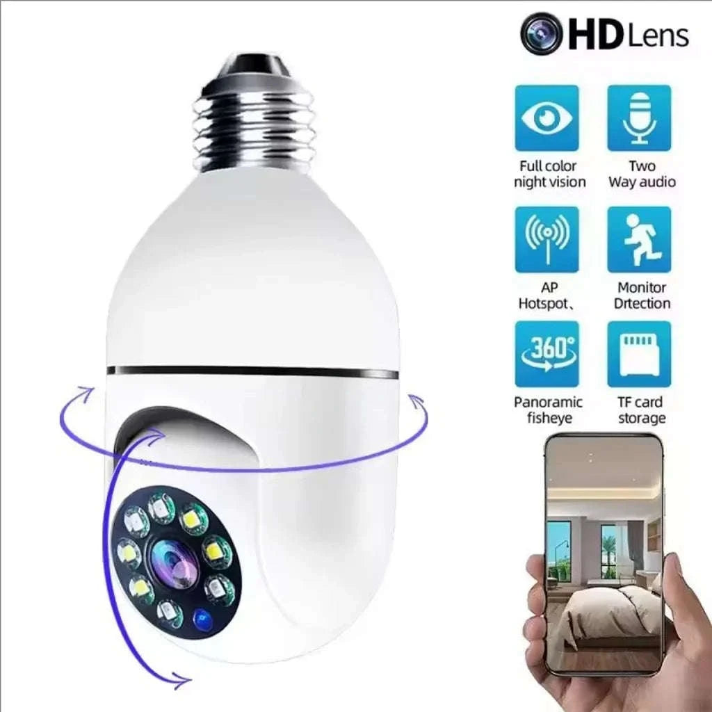 4G WiFi E27 Bulb Camera 2MP with AI Tracking-White / No plug / China Mainland