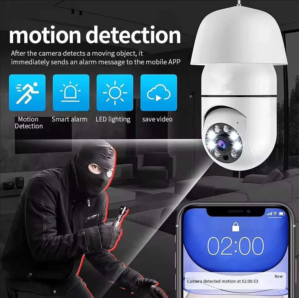 4G WiFi E27 Bulb Camera 2MP with AI Tracking-White / No plug / China Mainland