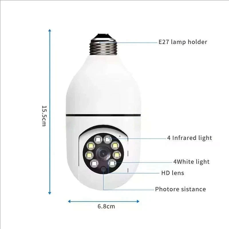4G WiFi E27 Bulb Camera 2MP with AI Tracking-White / No plug / China Mainland