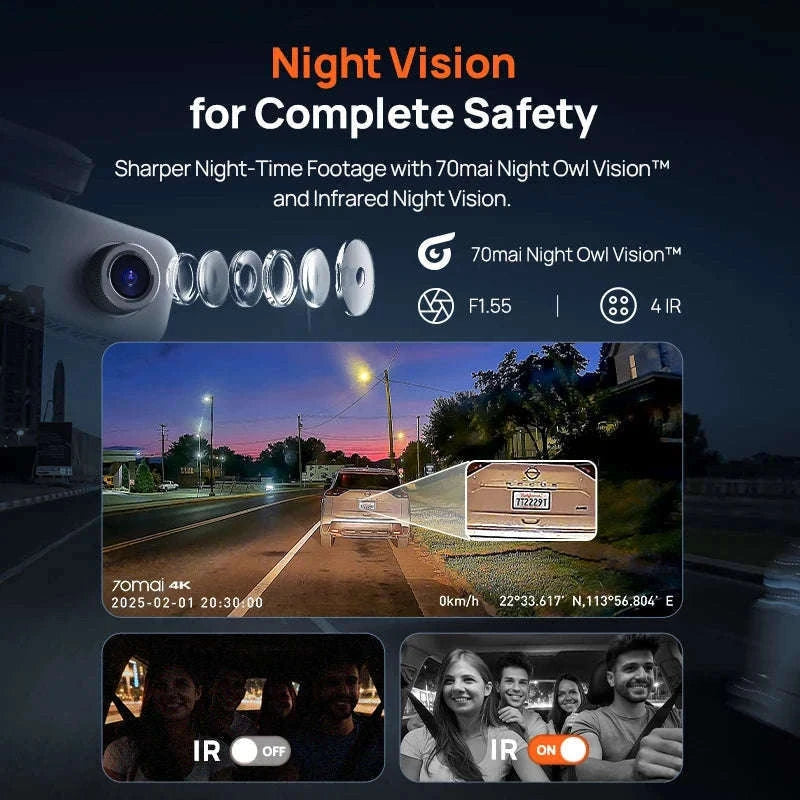 4K 3-Channel Dash Cam Front Rear Interior Voice Control GPS Parking Surveillance-T800E Set n HW UP03 / Mexico / UHS-I U3 512GB