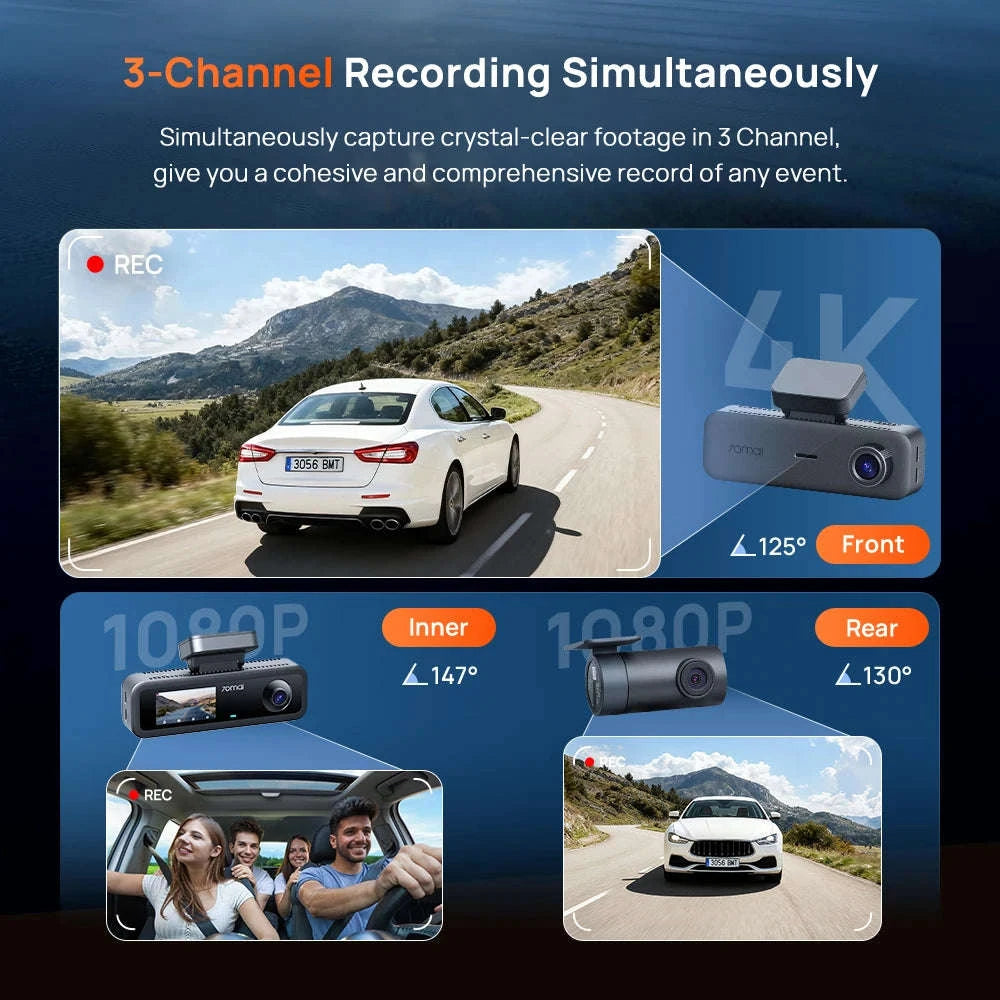 4K 3-Channel Dash Cam with Front, Rear & Interior Recording-T800E Set n HW UP03 / UHS-I U3 64GB / Poland