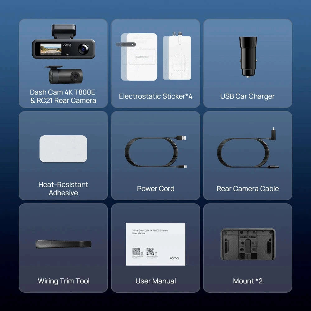 4K 3-Channel Dash Cam with Front, Rear & Interior Recording-T800E Set n HW UP03 / UHS-I U3 64GB / Poland