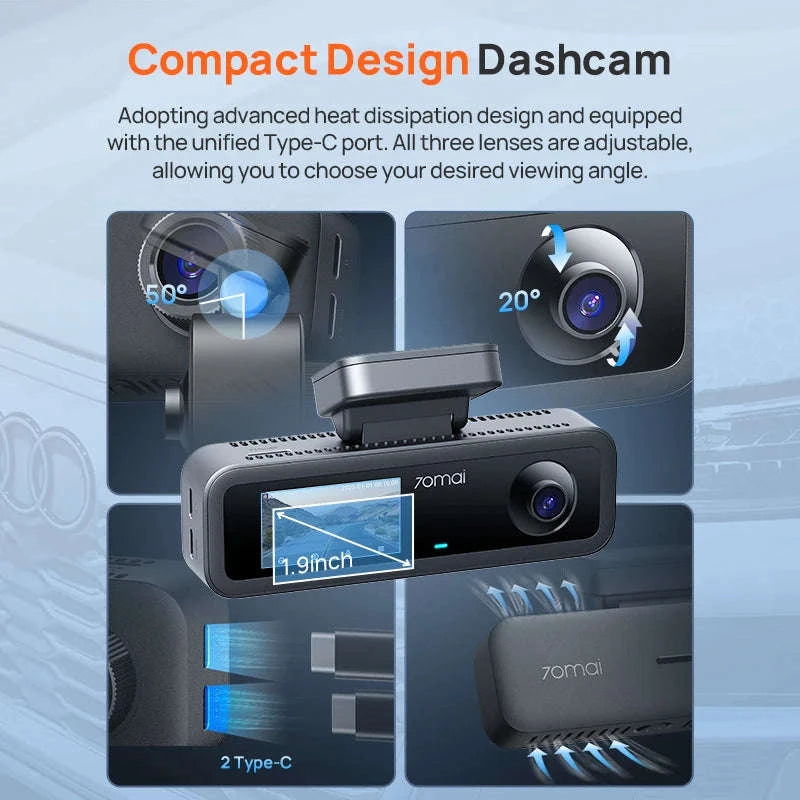 4K 3-Channel Dash Cam with Front, Rear & Interior Recording-T800E Set n HW UP03 / UHS-I U3 64GB / Poland