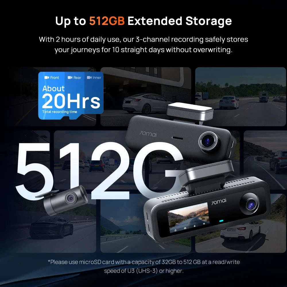 4K 3-Channel Dash Cam with Front, Rear & Interior Recording-T800E Set n HW UP03 / UHS-I U3 64GB / Poland