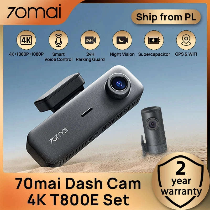4K 3-Channel Dash Cam with Front, Rear & Interior Recording-T800E Set n HW UP03 / UHS-I U3 64GB / Poland