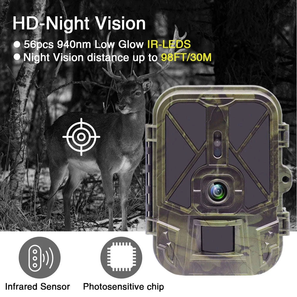 4K 30MP WiFi Trail Camera with Bluetooth App & 10000mAh Battery-Default Title