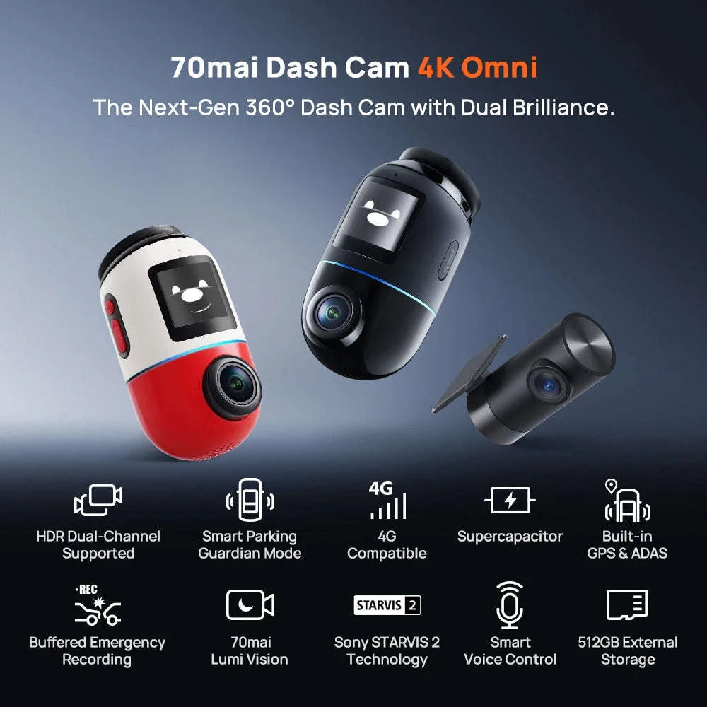 4K 360° Rotating Dash Cam with GPS, ADAS, 4G LTE & Supercapacitor-X800 Front Cam / United Arab Emirates / 64GB TF Card