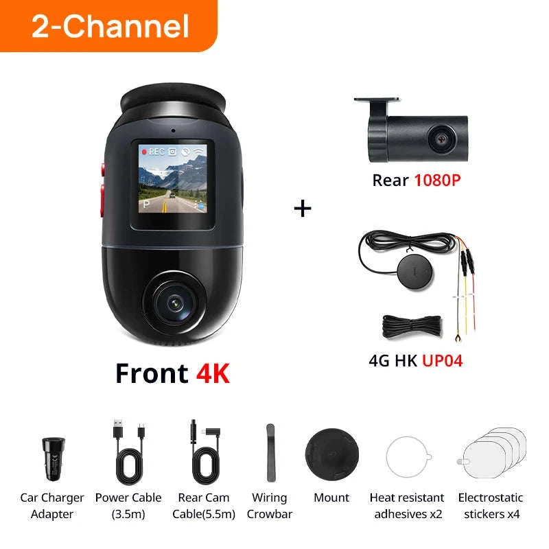 4K 360° Rotating Dash Cam with GPS, ADAS, 4G LTE & Supercapacitor-X800 Front Cam / United Arab Emirates / 64GB TF Card
