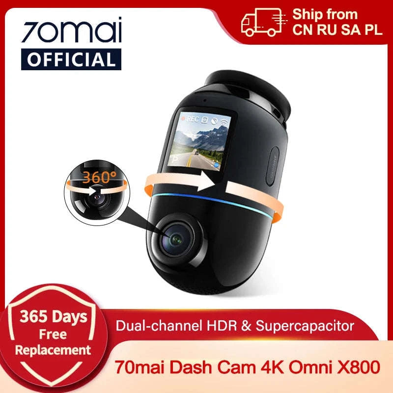4K 360° Rotating Dash Cam with GPS, ADAS, 4G LTE & Supercapacitor-X800 Front Cam / United Arab Emirates / 64GB TF Card