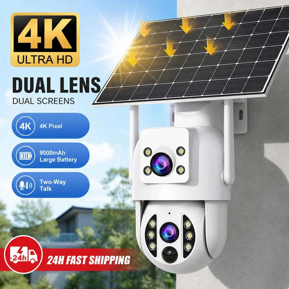 4K 6MP WiFi Solar Outdoor Dual Lens PTZ Security Camera-2MP CAM