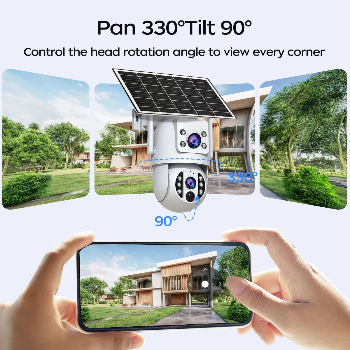 4K 6MP WiFi Solar Outdoor Dual Lens PTZ Security Camera-2MP CAM