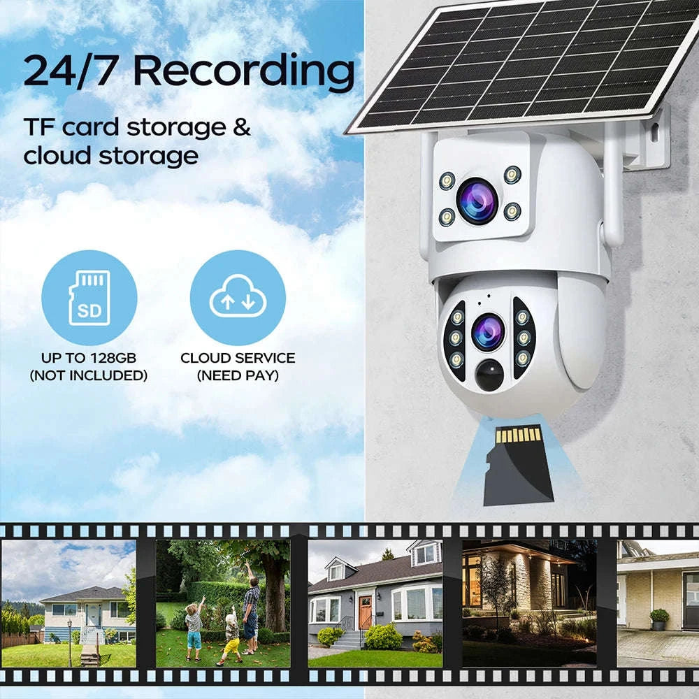 4K 6MP WiFi Solar Outdoor Dual Lens PTZ Security Camera-2MP CAM