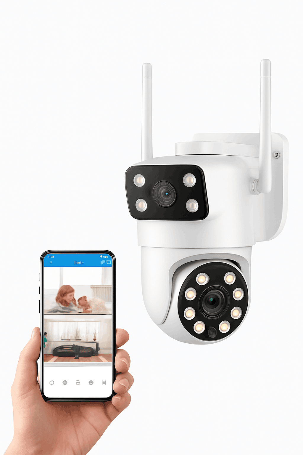 4K 8MP Dual Lens Outdoor PTZ Security Camera with Auto Tracking-8MP NO SD Card / EU Plug