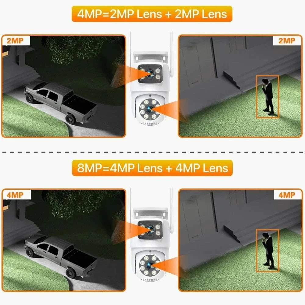 4K 8MP Dual Lens Outdoor PTZ Security Camera with Auto Tracking-8MP NO SD Card / EU Plug