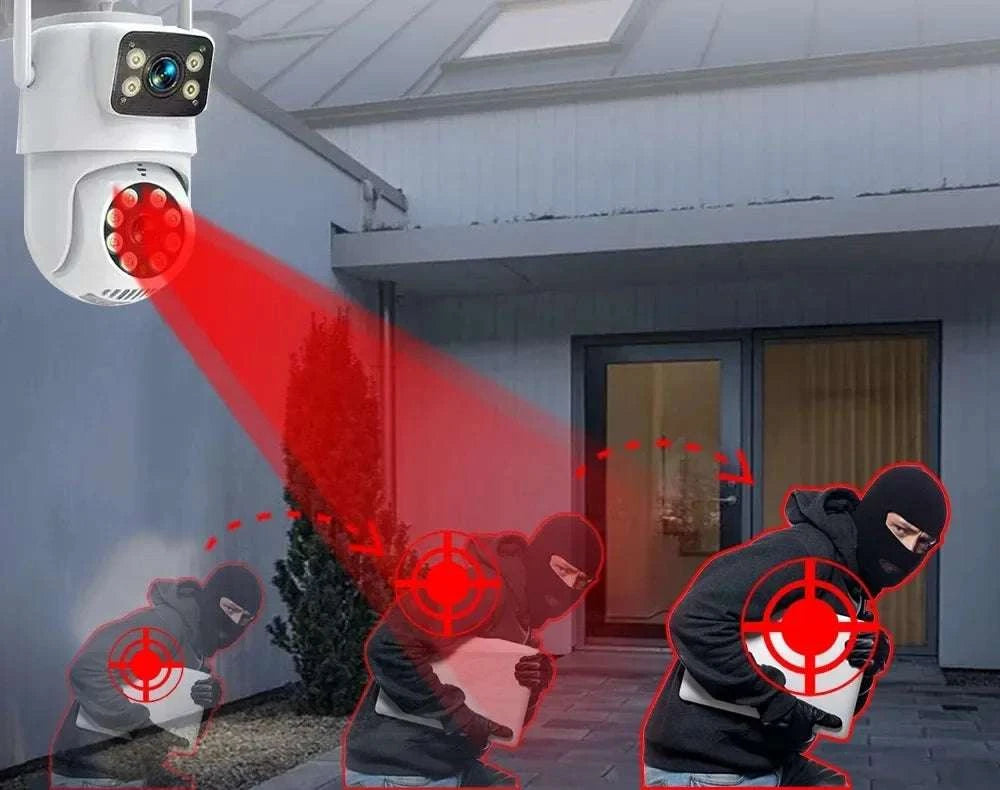 4K 8MP Dual Lens Outdoor PTZ Security Camera with Auto Tracking-8MP NO SD Card / EU Plug