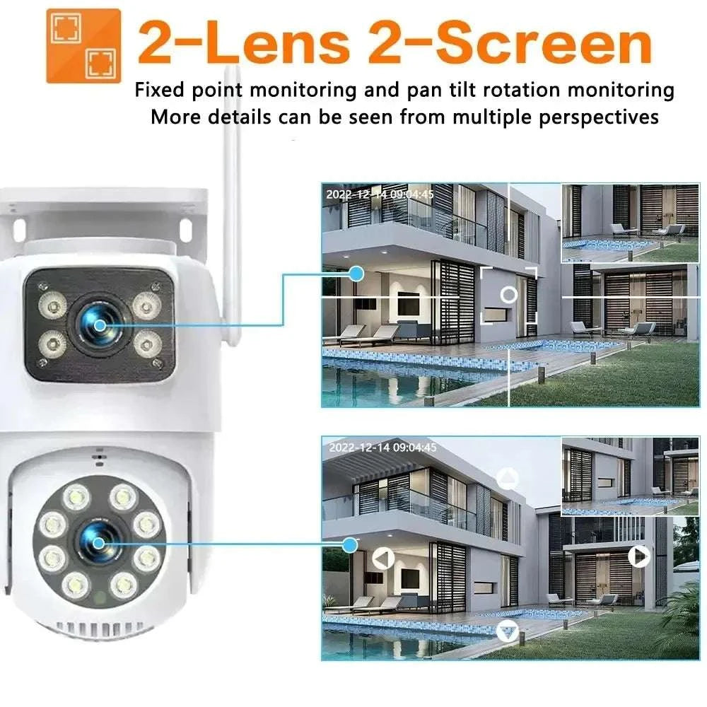 4K 8MP Dual Lens Outdoor PTZ Security Camera with Auto Tracking-8MP NO SD Card / EU Plug