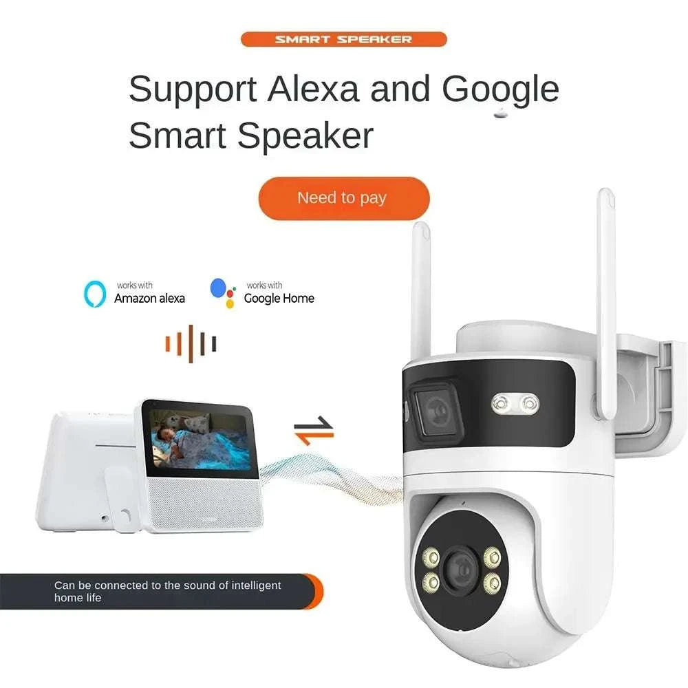 4K 8MP Dual Lens PTZ Outdoor WiFi Security Camera with AI Tracking-4MP No SD Card / EU Plug