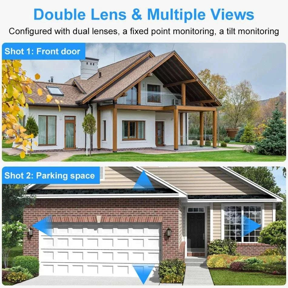 4K 8MP Dual Lens PTZ Outdoor WiFi Security Camera with AI Tracking-4MP No SD Card / EU Plug