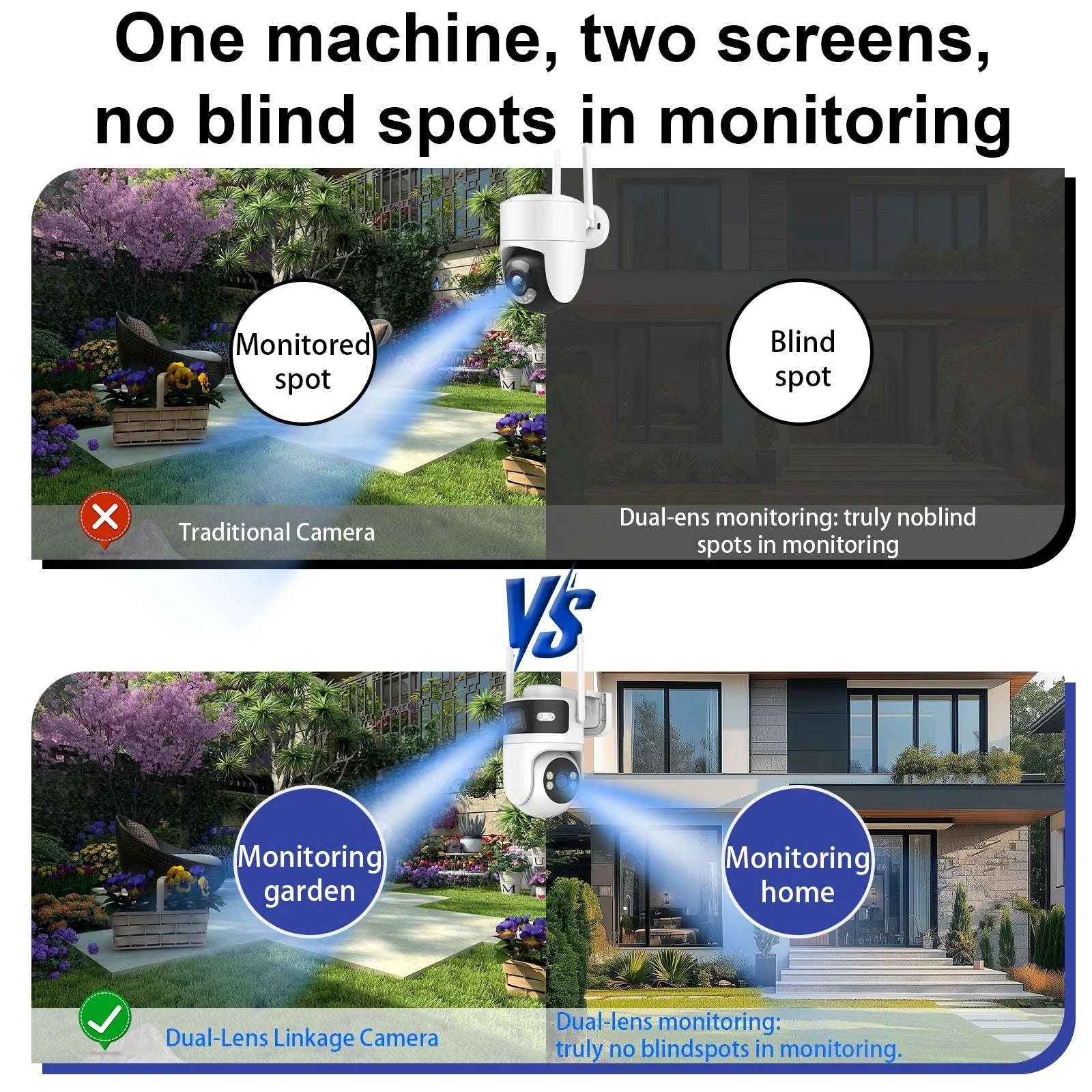 4K 8MP Dual Lens PTZ Outdoor WiFi Security Camera with AI Tracking-4MP No SD Card / EU Plug