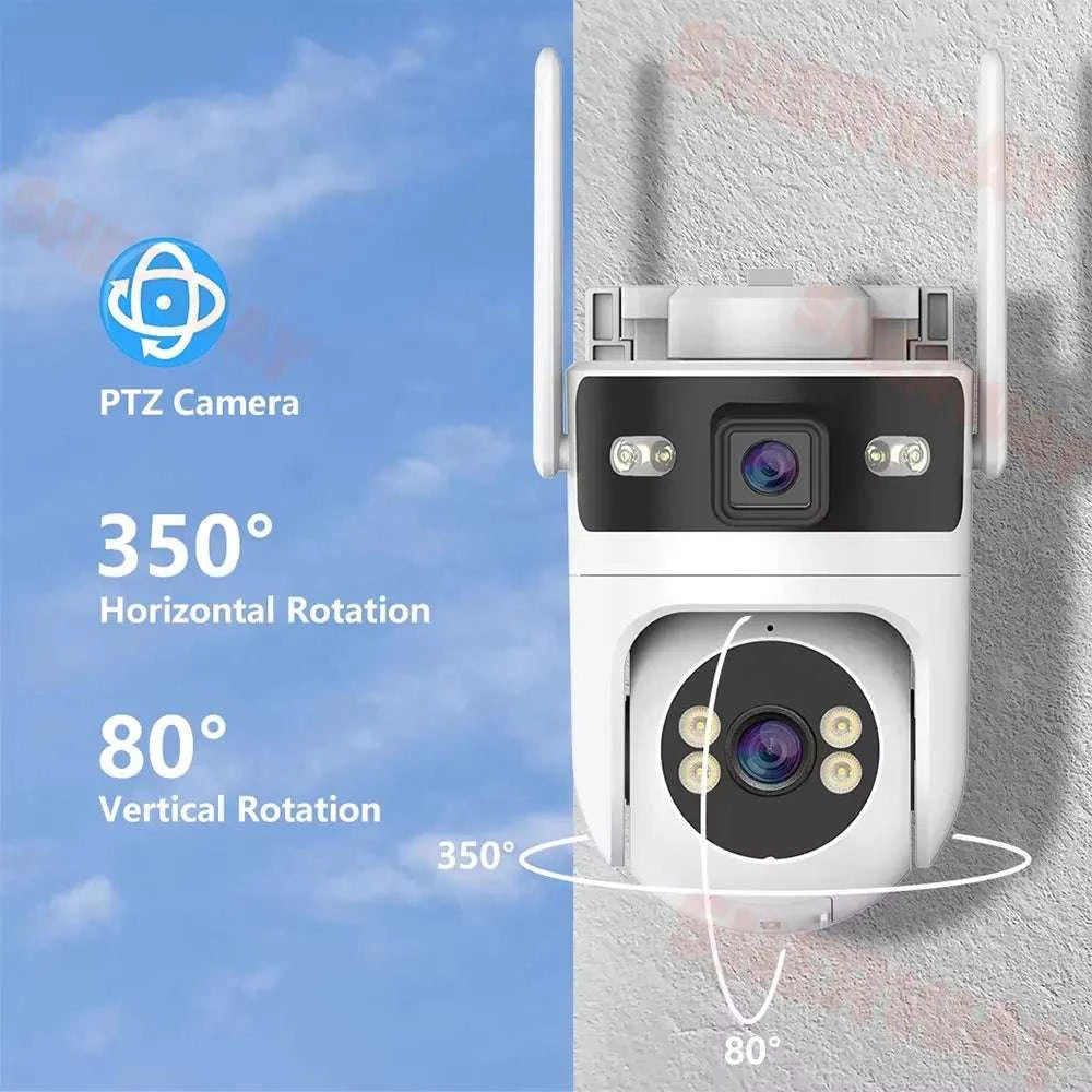 4K 8MP Dual Lens PTZ Outdoor WiFi Security Camera with AI Tracking-4MP No SD Card / EU Plug