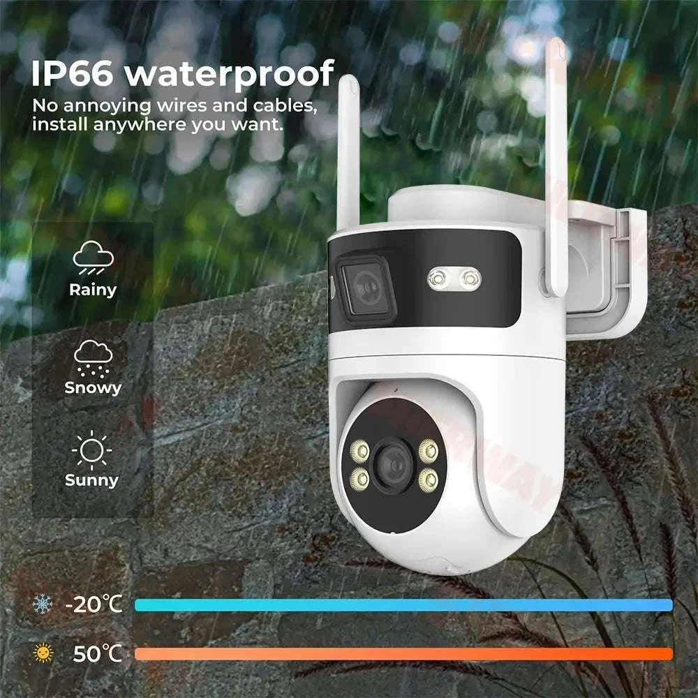 4K 8MP Dual Lens PTZ Outdoor WiFi Security Camera with AI Tracking-4MP No SD Card / EU Plug