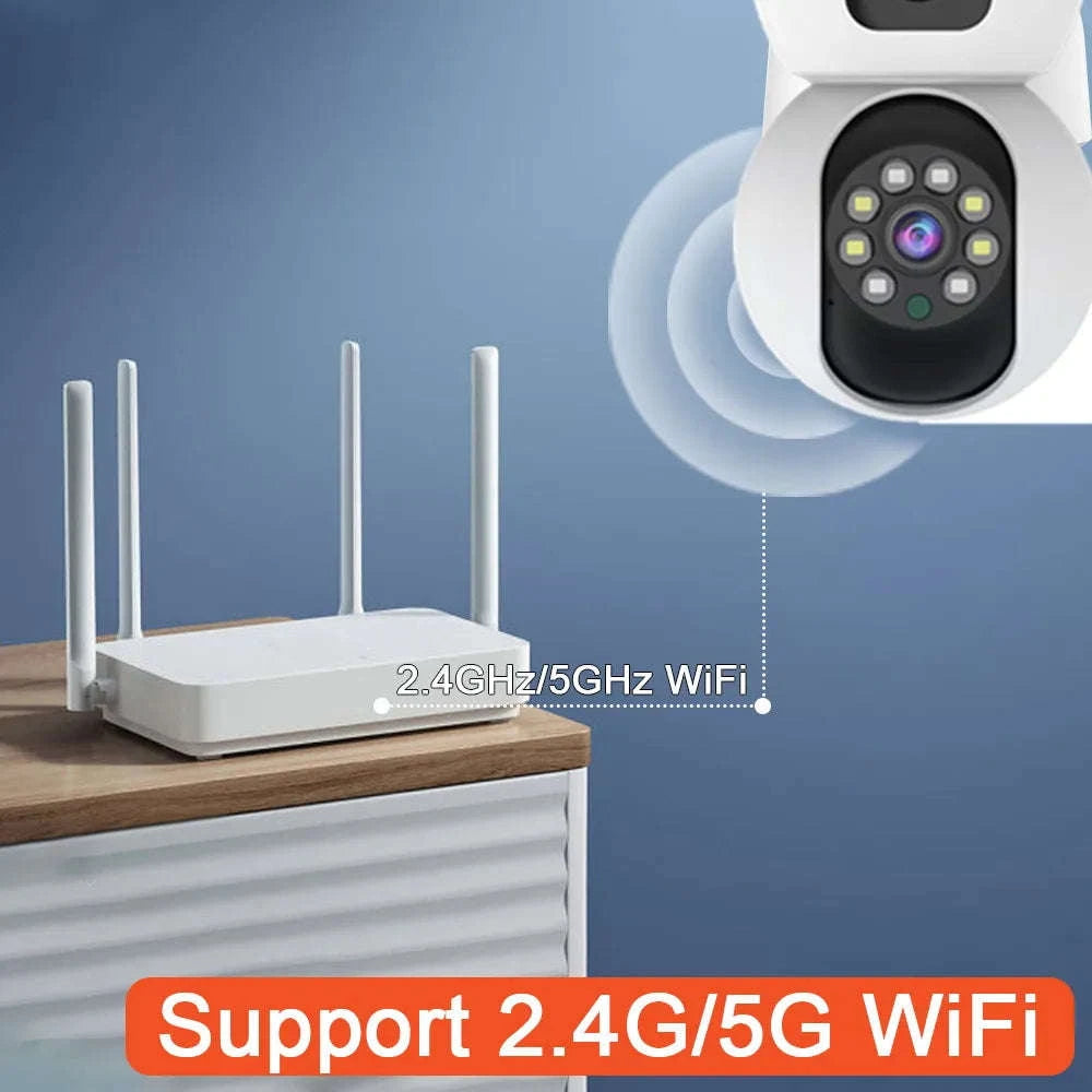 4K 8MP Dual-Lens PTZ Security Camera with Dual-Screen, AI Auto Tracking, Color Night Vision-4MP Cam No Card / UK Plug