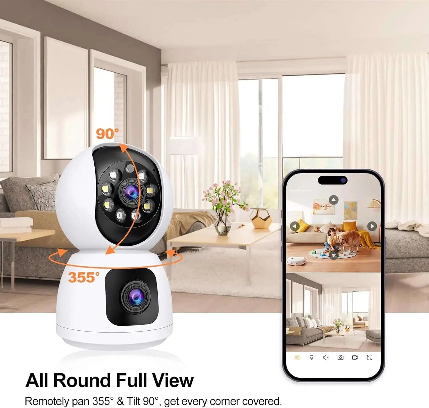 4K 8MP Dual-Lens PTZ Security Camera with Dual-Screen, AI Auto Tracking, Color Night Vision-4MP Cam No Card / UK Plug