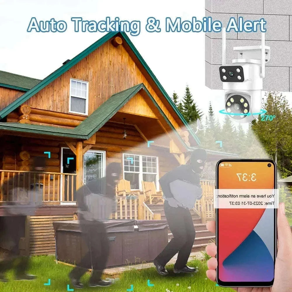 4K 8MP Dual Lens PTZ WiFi Security Camera with AI Auto Tracking-4MP No SD Card / UK Plug