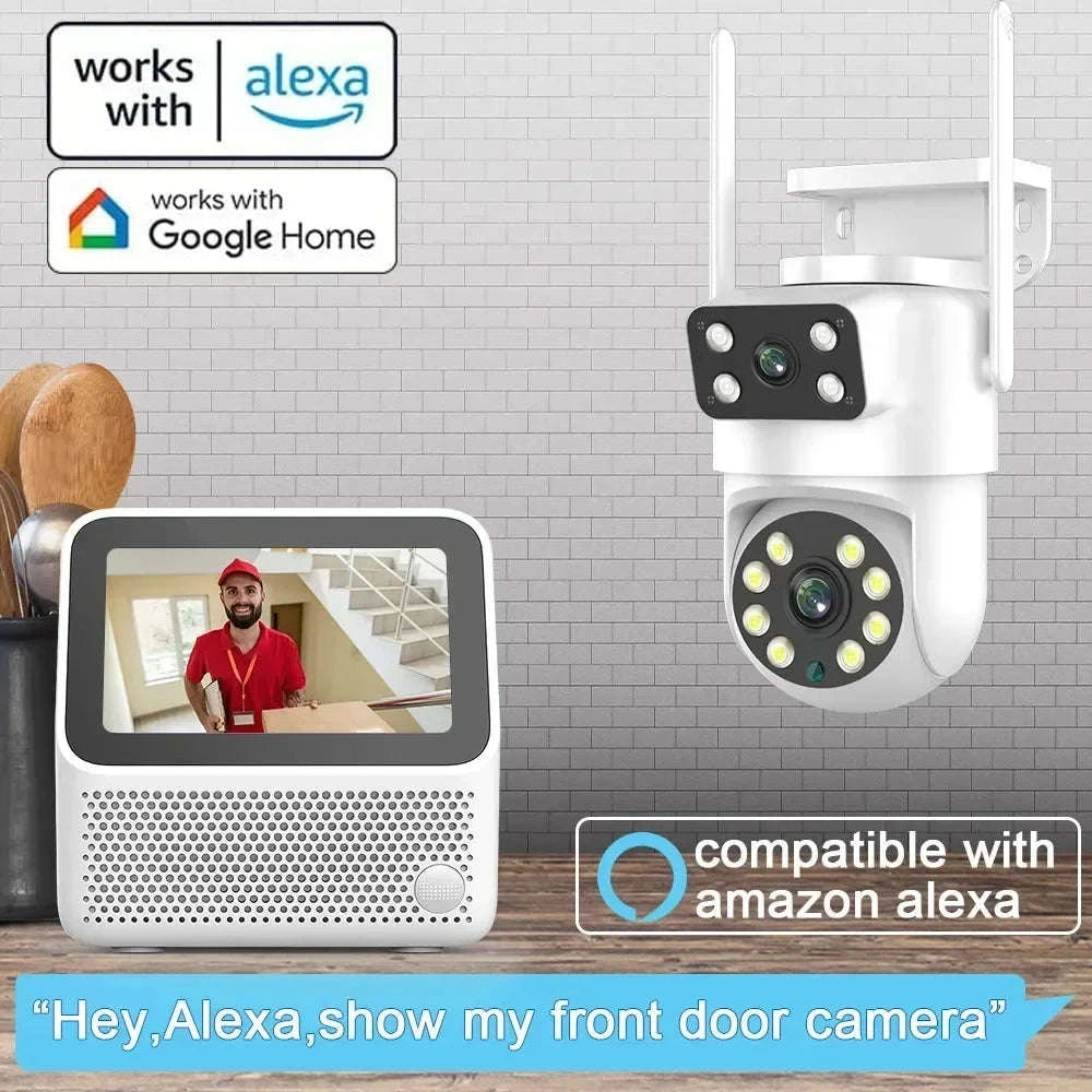 4K 8MP Dual Lens PTZ WiFi Security Camera with AI Auto Tracking-4MP No SD Card / UK Plug