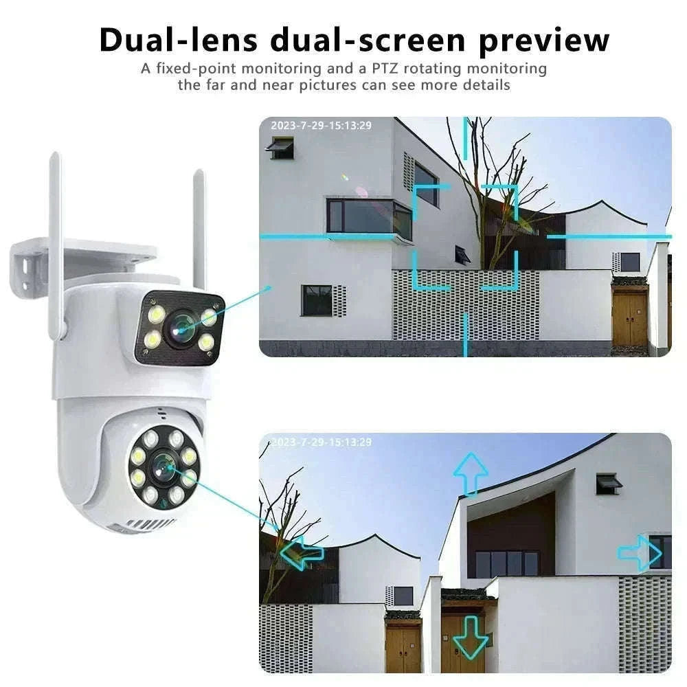 4K 8MP Dual Lens PTZ WiFi Security Camera with AI Auto Tracking-4MP No SD Card / UK Plug
