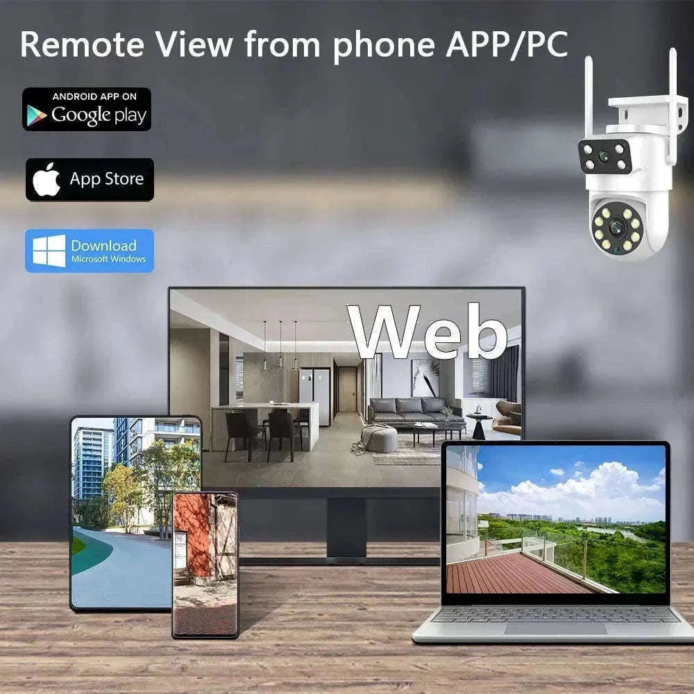 4K 8MP Dual Lens PTZ WiFi Security Camera with AI Auto Tracking-4MP No SD Card / UK Plug