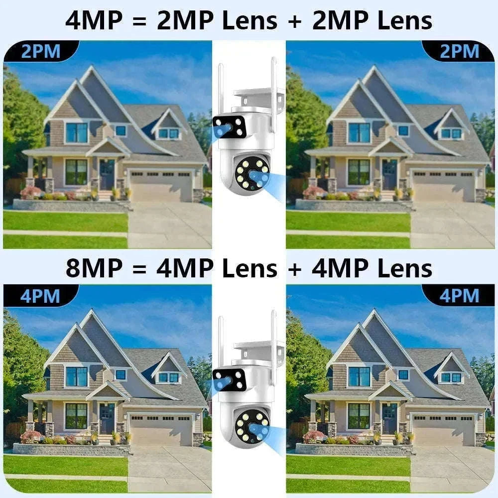 4K 8MP Dual Lens PTZ WiFi Security Camera with AI Auto Tracking-4MP No SD Card / UK Plug