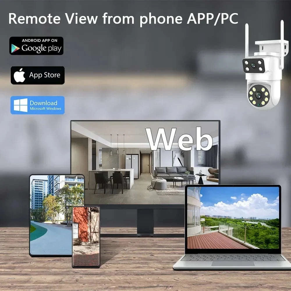4K 8MP Dual Lens PTZ WiFi Security Camera with AI Auto Tracking-4MP No SD Card / UK Plug