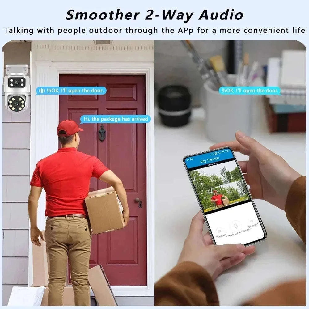 4K 8MP Dual Lens PTZ WiFi Security Camera with AI Auto Tracking-4MP No SD Card / UK Plug