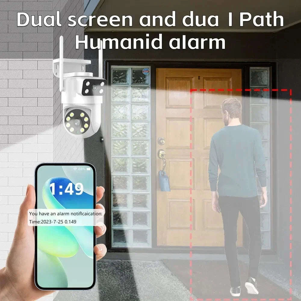 4K 8MP Dual Lens PTZ WiFi Security Camera with AI Auto Tracking-4MP No SD Card / UK Plug