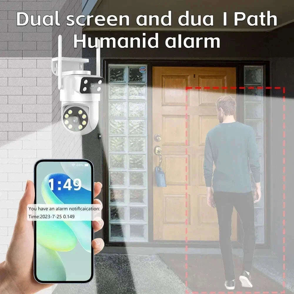 4K 8MP Dual Lens PTZ WiFi Security Camera with AI Auto Tracking-4MP No SD Card / UK Plug