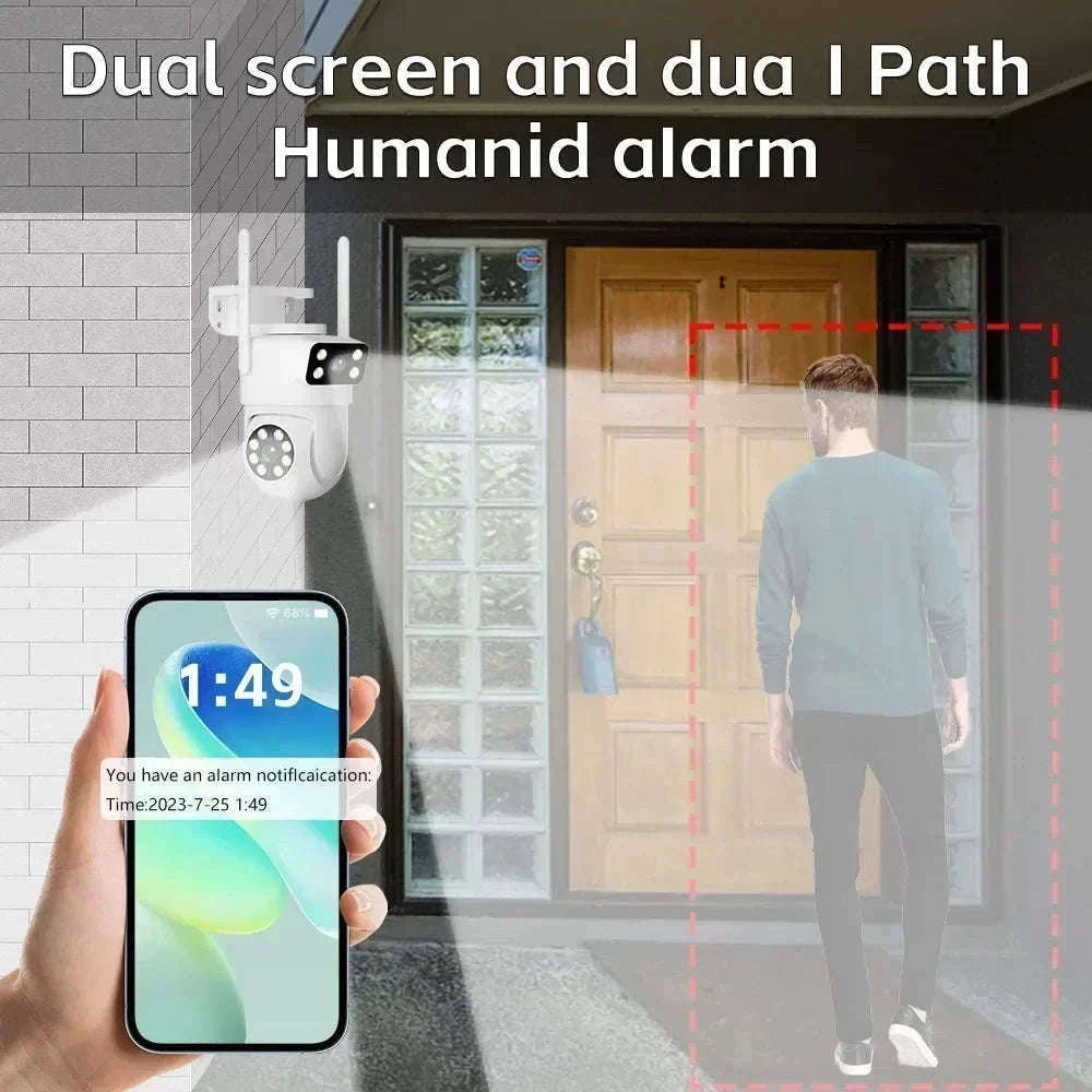 4K 8MP Dual Lens PTZ WiFi Security Camera with AI Auto Tracking-4MP No SD Card / UK Plug
