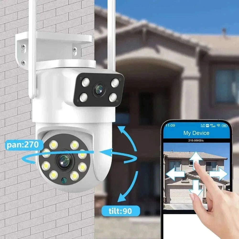 4K 8MP Dual Lens PTZ WiFi Security Camera with AI Auto Tracking-4MP No SD Card / UK Plug