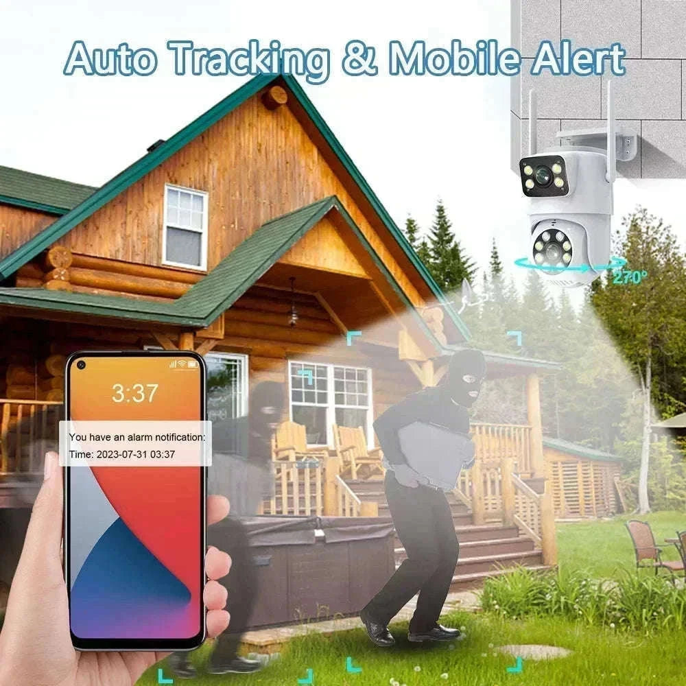 4K 8MP Dual Lens PTZ WiFi Security Camera with AI Auto Tracking-4MP No SD Card / UK Plug