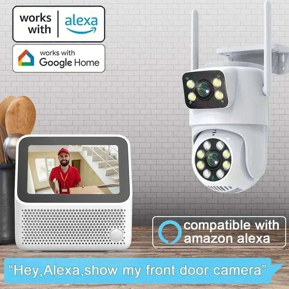 4K 8MP Dual Lens PTZ WiFi Security Camera with AI Auto Tracking-4MP No SD Card / UK Plug